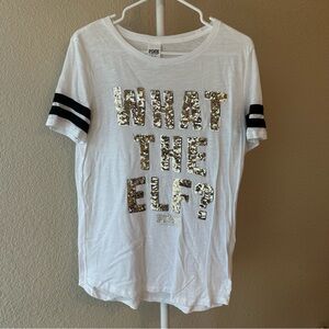 Victoria’s Secret pink what the elf shirt sleeve tee size medium
